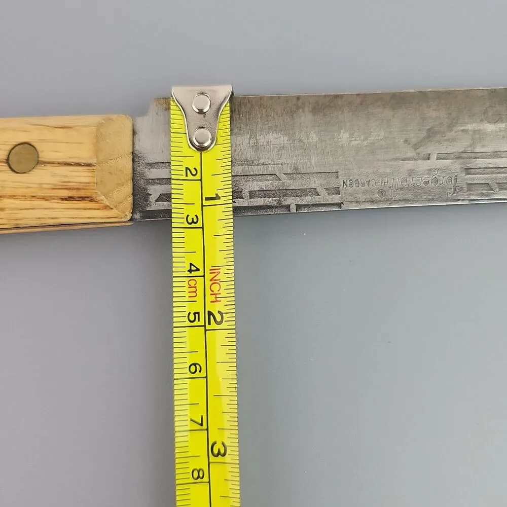 Vintage Forgecraft Hi Carbon Steel Chefs Slicing Knife 8 in Blade Wood Handle